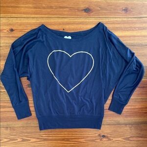 Navy Blue Heart 3/4 Sleeve Top